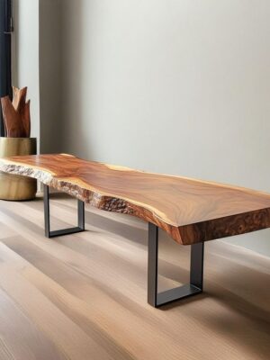 Acacia Live Edge Bench with Black U Shaped Legs/Natural Color